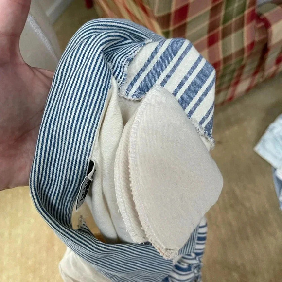 Vintage 80s “Your Way USA” Blue-Stripe Patchwork Jacket | Button Front - Picture 7 of 11